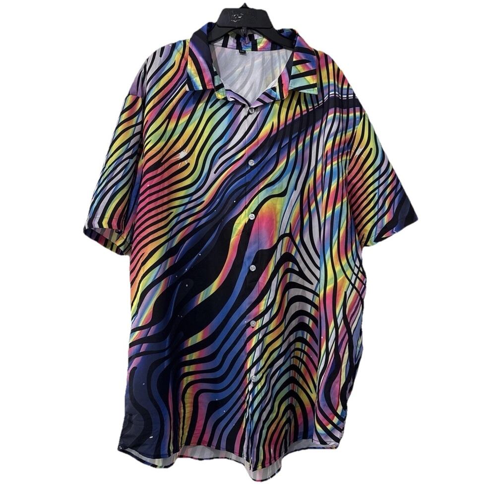 Psychedelic Lounge Button Up Shirt Size 2XL Hypnotic Retro Going Out 70s *Read*